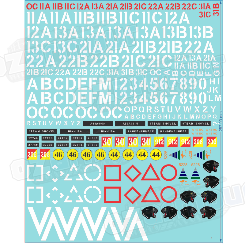 thumbnail image 2 of ADF Australian Army Kangaroos 1966-2006 Military Water Decals – Multiple Scales 1/16 To 1/87 2 of 6