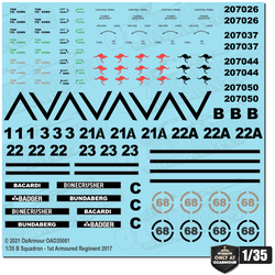 Decal Set For 1/35 Australian ADF M1A1 Abrams - B Squadron 1st Armoured Regiment 2017 waterslide OAD35001