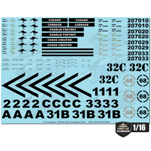 Decal Set For 1/16 Australian ADF M1A1 Abrams - C Squadron 2nd/14th Light Horse Regiment 2019 OAD1603 water slide