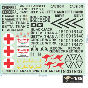 Australian Army (ADF) 1/35 ASLAV Markings Waterslide Decal Sheet #1 Standard