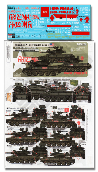 Echelon 1/16 U.S. M551 Sheridan In Vietnam (Part 1) Decal Set For Tamiya 56043 RC Tank D166264