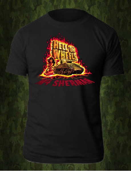 DGS Military HELL ON WHEELS M4 SHERMAN TANK T-SHIRT BLACK