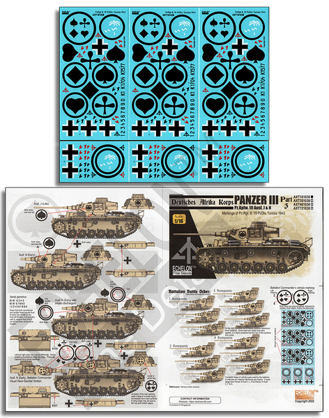 Echelon 1/16 DAK Panzer IIIs (Part 3) Decal Sheet AXT161038
