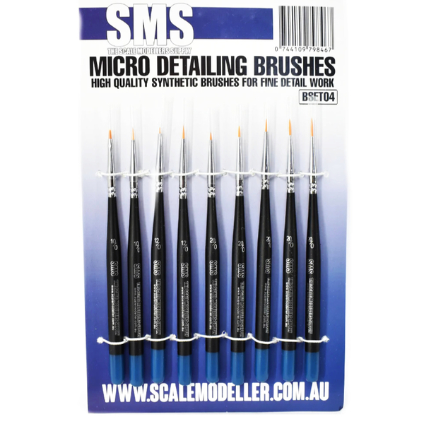 SMS Paints Micro Detailing Brush Set (Synthetic) 9pc BSET04