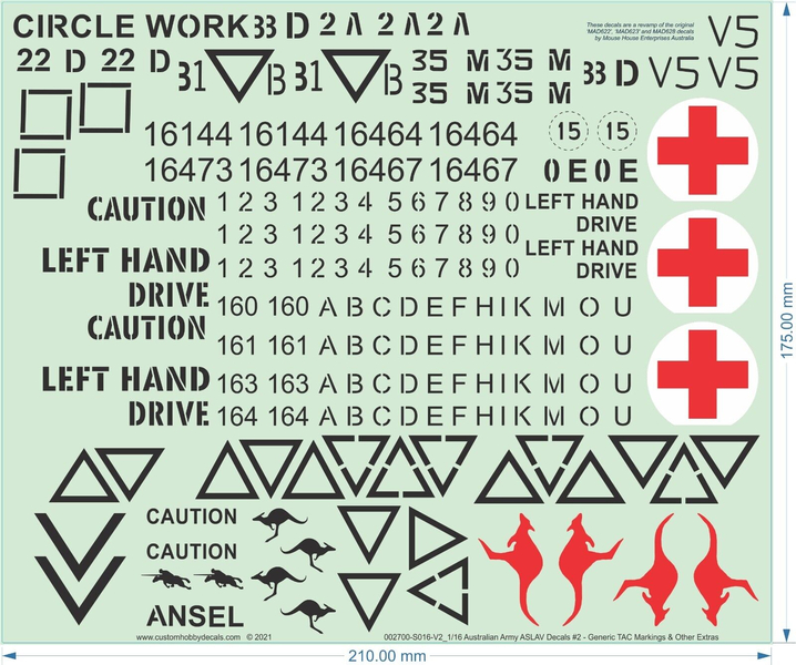 Australian Army (ADF) 1/35 ASLAV Markings Waterslide Decal Sheet #2 Generic