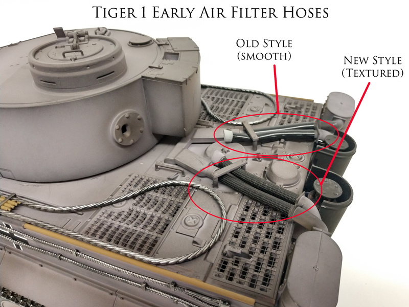 Taigen 1/16 Tiger 1 Early Textured Air Filter Hoses TAG120011